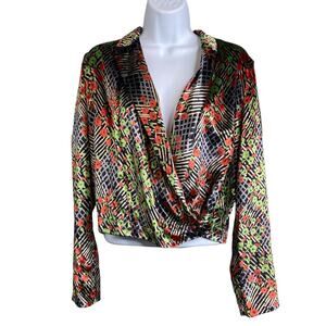 Anthropologie Ettitwa Womens Velvet Floral Top Size 4 Whimsigoth Boho Artsy Glam